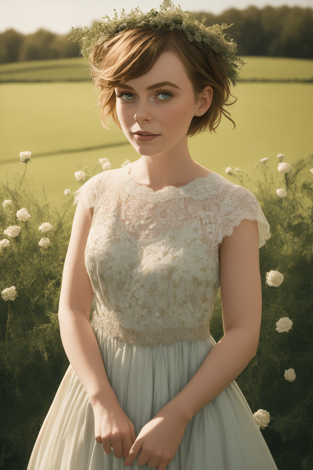 00729-477695268-1girl Sophia-Lillis dressed in a stunning, country-style dress with delicate lace details, short  hair elegantly styled, standin.png